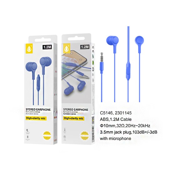 ONEPLUS EARPHONES C5146 AZ WITH MICROPHONE 1.2M BLUE